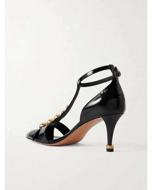 Chloé Black Cleiat Embellished Patent-Leather Pumps