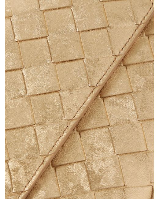 Bottega Veneta Natural Andiamo Long Intrecciato Metallic Leather Clutch