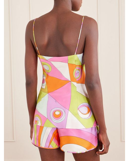 Emilio Pucci Gray Printed Silk-Twill Tank