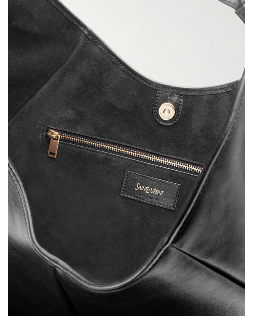 Saint Laurent Black Mombasa Paneled Leather Shoulder Bag