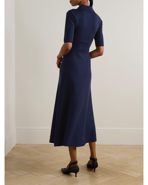 Gabriela Hearst Blue Bradley Wool, Silk And Cashmere-Blend Midi Dress
