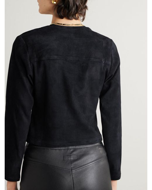 Stouls Blue Astrid Verkürzter Cardigan Aus Veloursleder