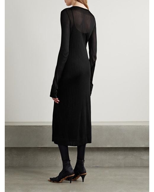 Khaite Black Shaine Knitted Midi Dress