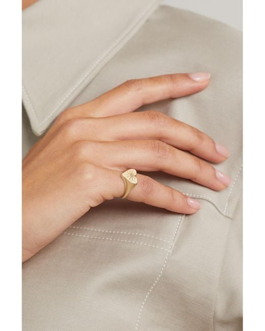 Marlo Laz Natural Heart 14-Karat Diamond Signet Ring