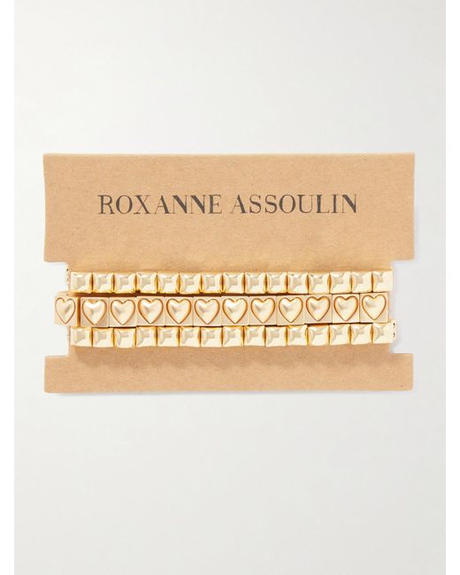 Roxanne Assoulin Metallic The Puffy Heart Stud Set Of Three-Tone Bracelets