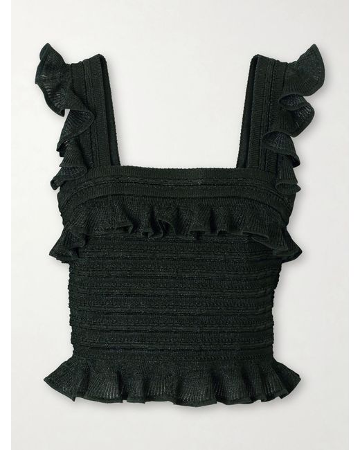 Zimmermann Black Ruffled Knitted Tank