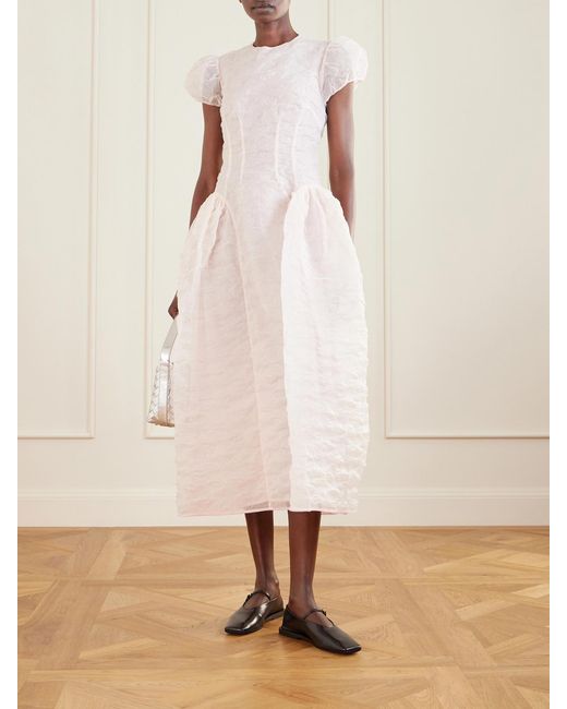 CECILIE BAHNSEN Pink Cleopatra Matelassé Organza Midi Dress