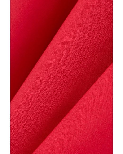 Oscar de la Renta Red Off-The-Shoulder Wool-Blend Midi Dress