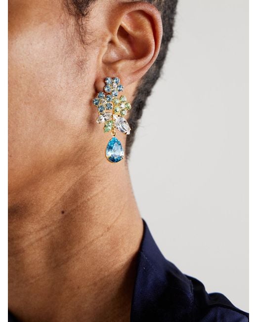 Jennifer Behr Blue Bouquet Vergoldete Ohrringe Mit Kristallen