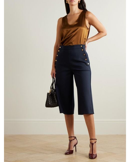 Max Mara Blue Valdez Shorts Aus Einer Wollmischung Mit Zierknöpfen