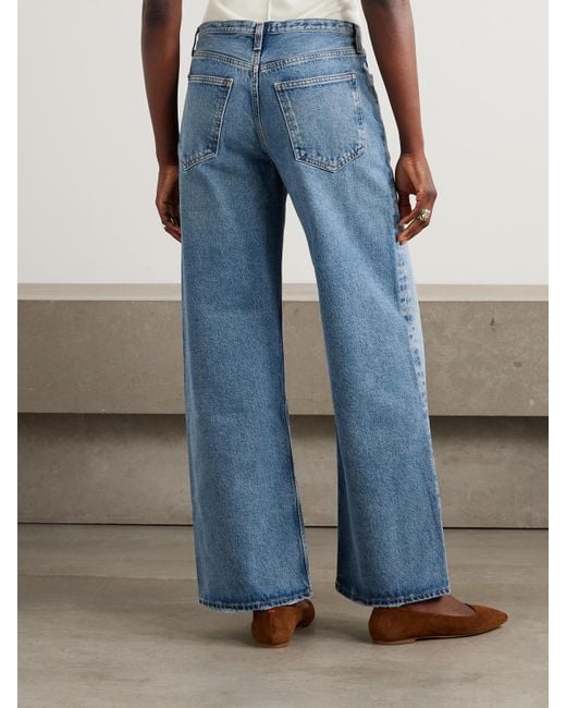 Agolde Blue Kiera Mid-Rise Wide-Leg Organic Jeans