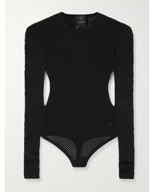 Wardrobe NYC Black Rhw Web Wool-Blend Fishnet Bodysuit