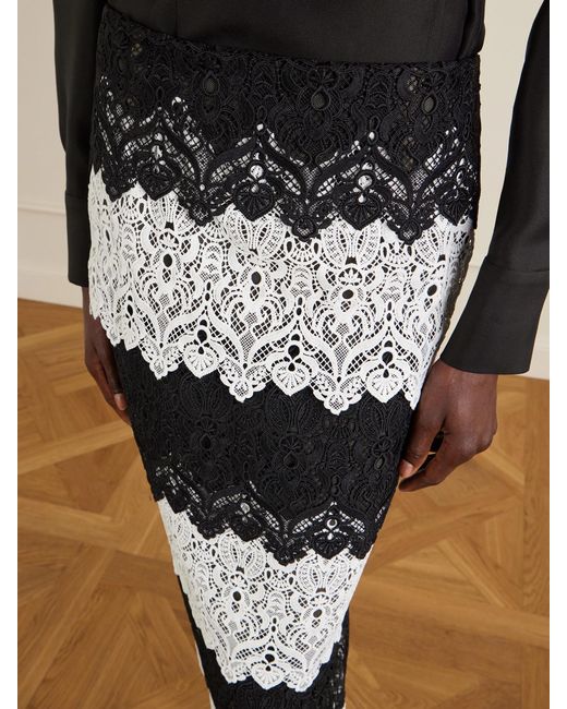 Carolina Herrera Black Lace Midi Skirt