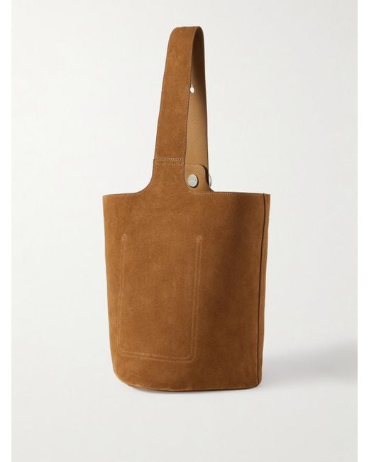 Loewe White Pebble Embellished Suede Bucket Bag