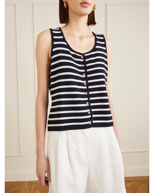Allude Black Striped Cashmere Vest