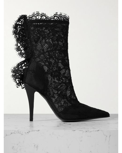 Alexander McQueen Black Heron Lace Boots
