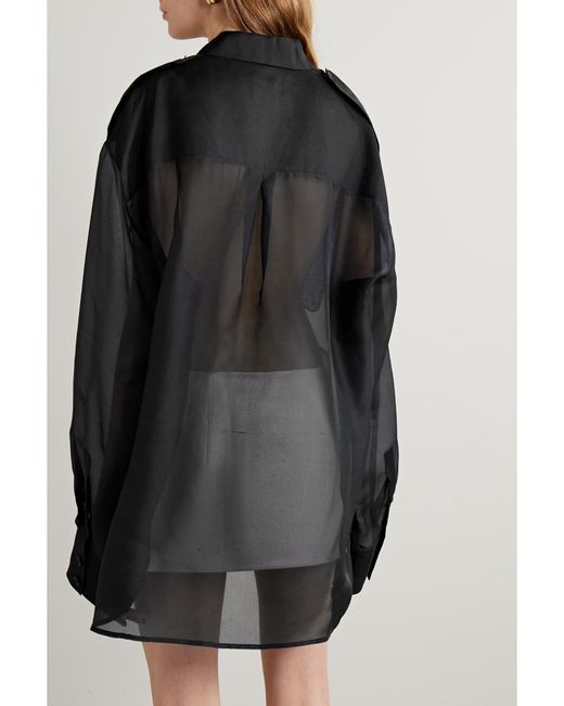 Khaite Black Missa Oversized Silk-Organza Shirt