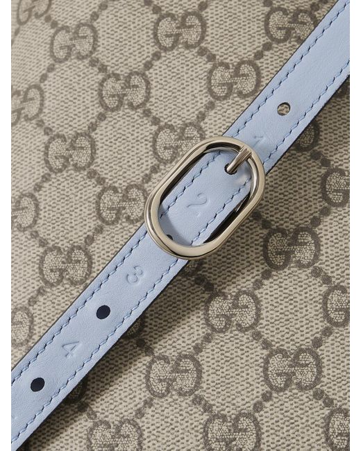Gucci Natural Gg Emblem Beuteltasche Aus Beschichtetem, Bedrucktem Canvas Mit Lederbesätzen