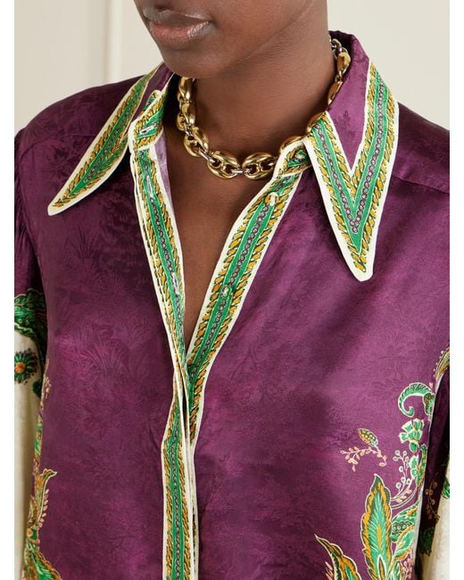 ALÉMAIS Pink Ruthie Floral-Print Satin-Jacquard Shirt