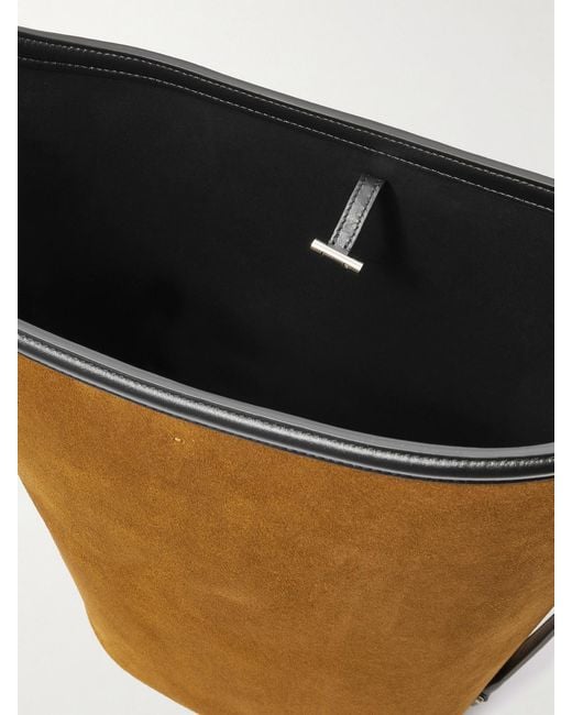 Proenza Schouler White Brant Leather-Trimmed Suede Bucket Bag