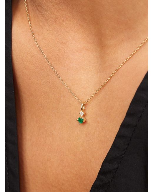 STONE AND STRAND Natural Tiny Goddess Kette Aus 14 Karat Mit Diamant Und Smaragd
