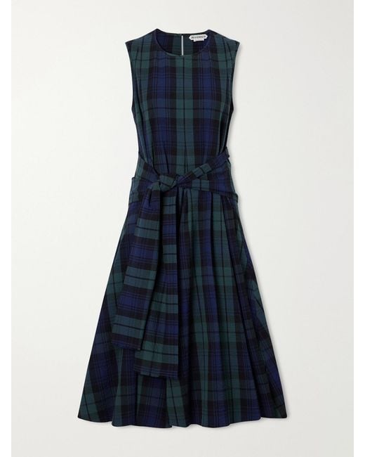 J.W. Anderson Blue Checked Cotton-Cloque Mini Dress