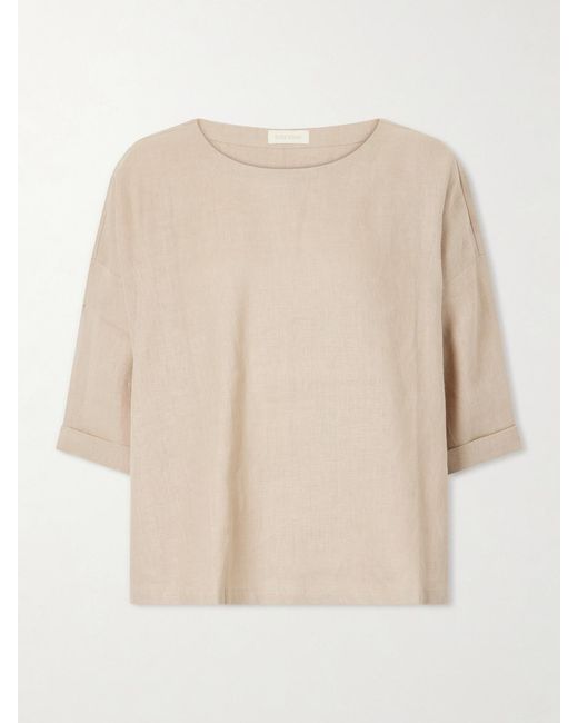 Suzie Kondi Natural Saria Linen-Chambray T-Shirt