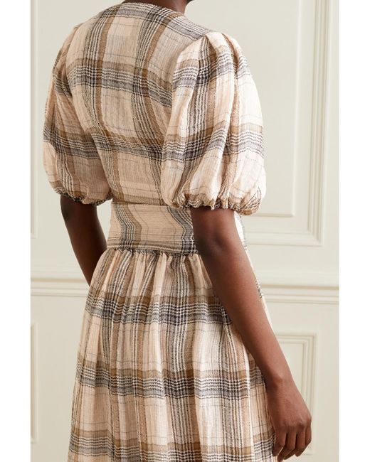 Lisa Marie Fernandez Natural Net Sustain Pouf Verkürztes Oberteil Aus Karierter Gaze Aus Einer Leinenmischung Zum Binden