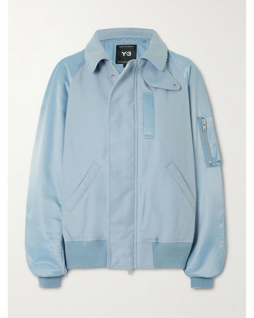 Adidas Originals Blue Y-3 Bomberjacke Aus Satin Und Flanell