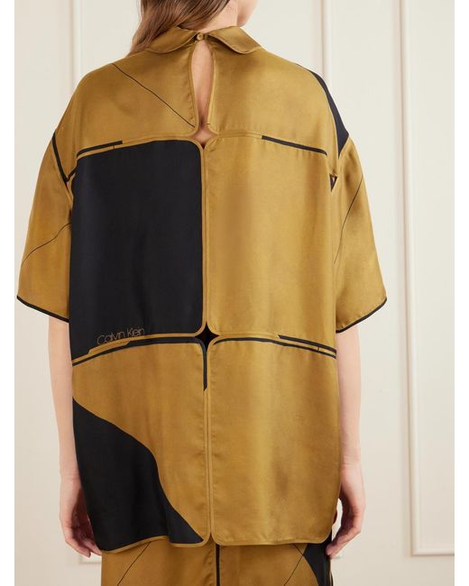 Calvin Klein Yellow Elowen Patchwork Silk-Twill Shirt