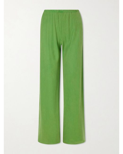 La Ligne Green Colby Twill Wide-Leg Pants