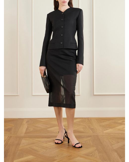 Maria McManus Black Organic Cotton-Organza Midi Skirt