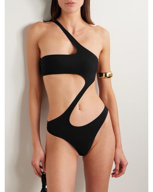 Kiki de Montparnasse Black La Sirene One-Shoulder Cutout Swimsuit