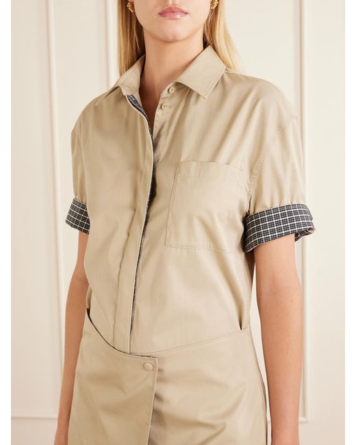 Loewe Natural Asymmetric Cotton And Silk Gabardine-Blend Mini Dress