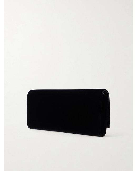 Saint Laurent Black Kate Velour Logo Chain Clutch