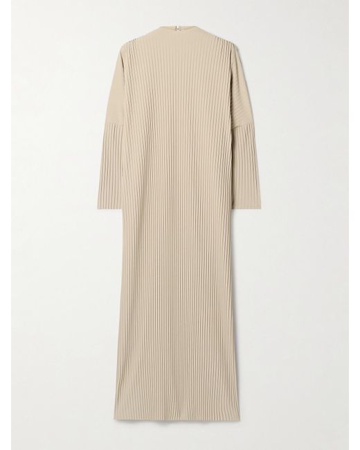 Max Mara Natural Leisure Faraone Midikleid Aus Plissiertem Crêpe