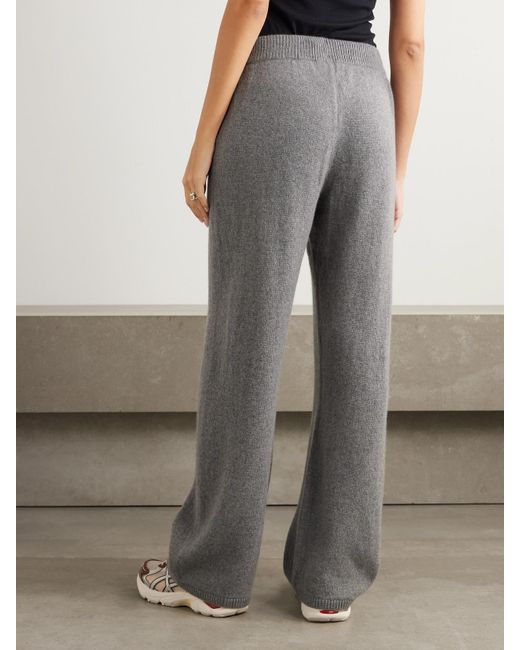The Elder Statesman Gray Cashmere Wide-Leg Track Pants