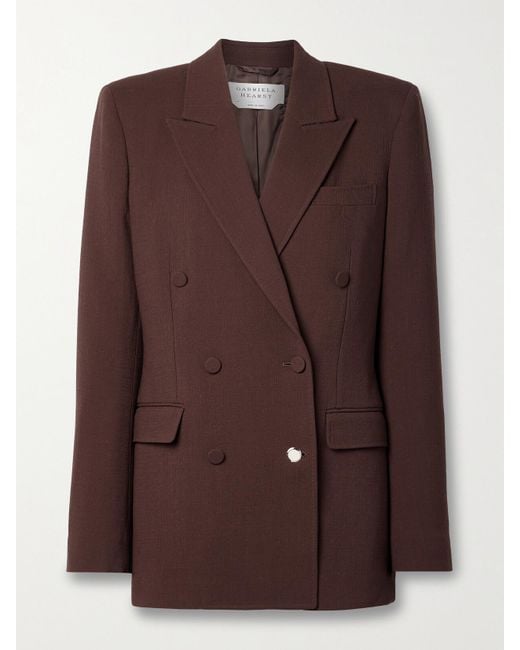Gabriela Hearst Brown Gavin Double-Breasted Wool-Crepe Blazer