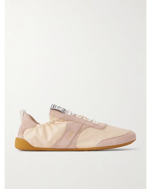 Chloé Natural Kick Suede-Trimmed Shell Sneakers