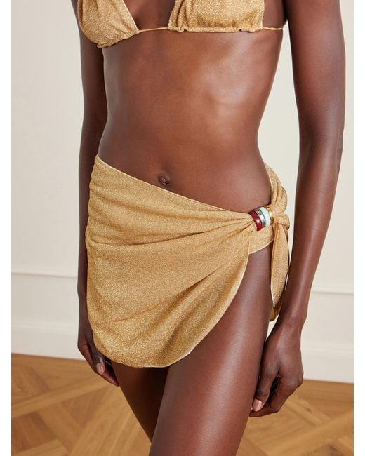 Oseree Natural Lumière Embellished Lurex Pareo