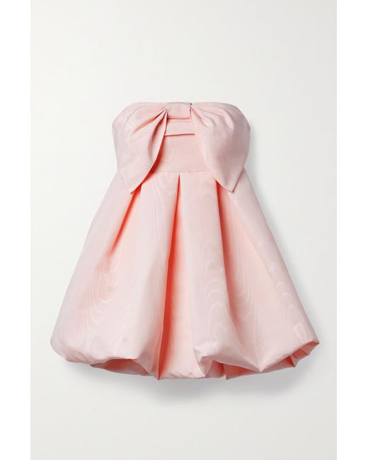 LoveShackFancy Kerrigan Strapless Bow embellished Pleated Moire