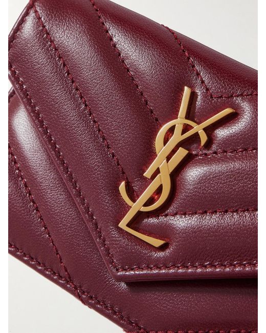 Saint Laurent Purple Cassandre Portemonnaie Aus Matelassé-Leder