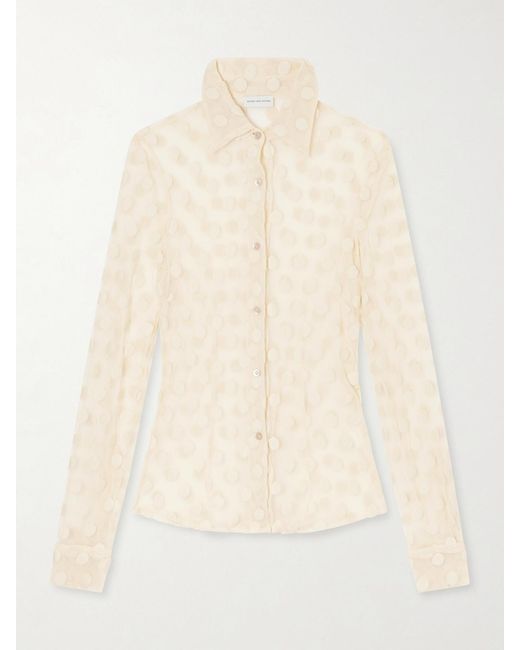 Dries Van Noten Natural Polka-Dot Cotton-Blend Tulle Shirt