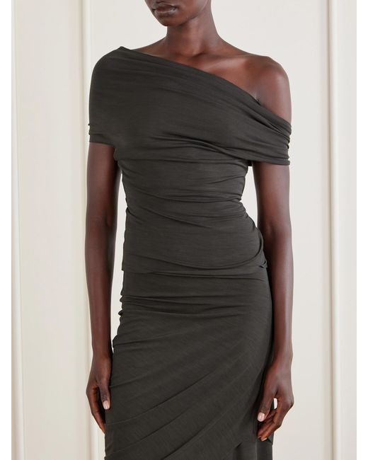 Cortana Black Myia Asymmetrical Crepe Blouse