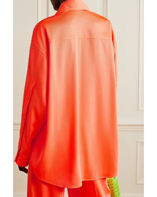 Christopher John Rogers Orange Oversized Crepe Shirt