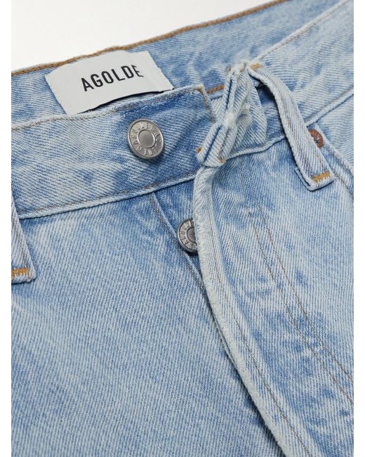 Agolde Blue Kelly Distressed High-Rise Straight-Leg Jeans