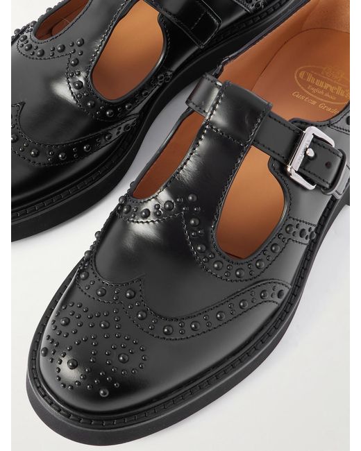 Church's Black Odette Studded Leather Mary Jane Brogues
