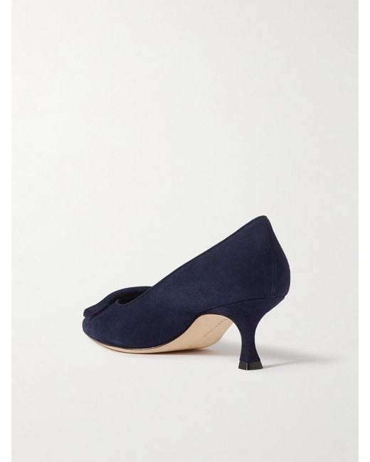 Manolo Blahnik Blue Maysale 50 Pumps Aus Veloursleder Mit Schnalle