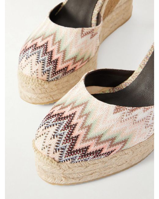 Missoni Natural Eva 80 Striped Woven Wedge Sandals