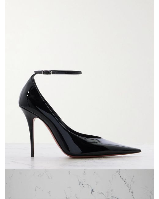 AMINA MUADDI White Anok Patent-Leather Point-Toe Pumps